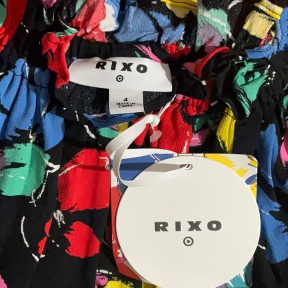 NWT RIXO Polka Dot Floral Off Shoulder Puff Sleeve Maxi Dress - Picture 4 of 5